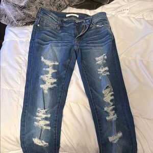 PacSun Blue Boyfriend Jeans with Distressed Details